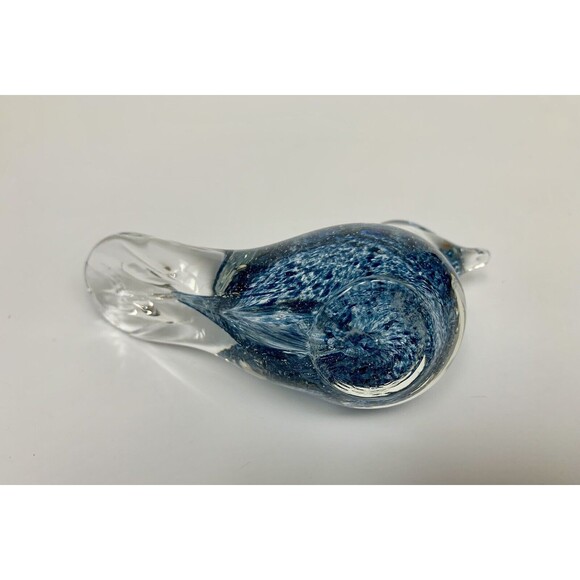 Handblown Art Glass Blue Bird Figurine Paperweight 3” Tall - Picture 4 of 5